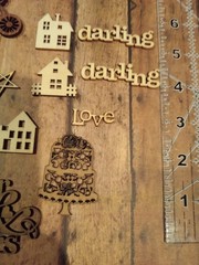 Wood embellishments Card Making Flatbacks Chipboard Embellishments Scrapbook B