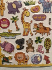 Cute Zoo Animals Glitter Puffy Sticker Sheet Scrapbook Kids Diary Collect