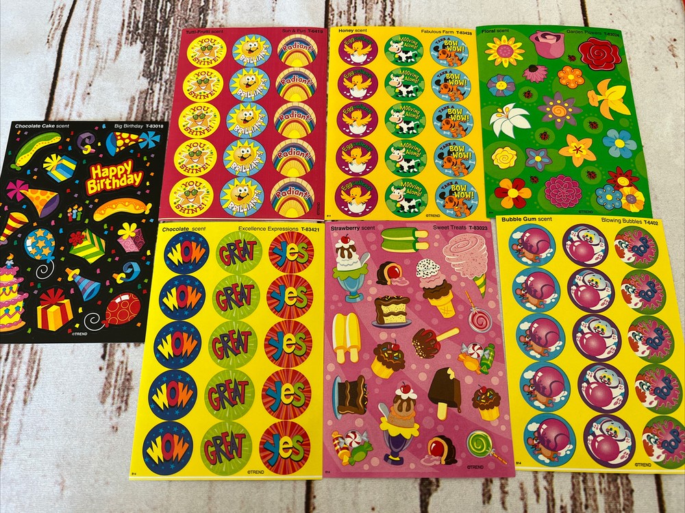 Trend Sticker Sheets Lot Of 7 Sheets Floral Strawberry Chocolate Honey Scented