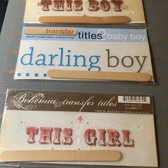 My Mind’s Eye- Bohemia Transfer Titles Rub On Scrapbooking Craft Lot Boy Girl
