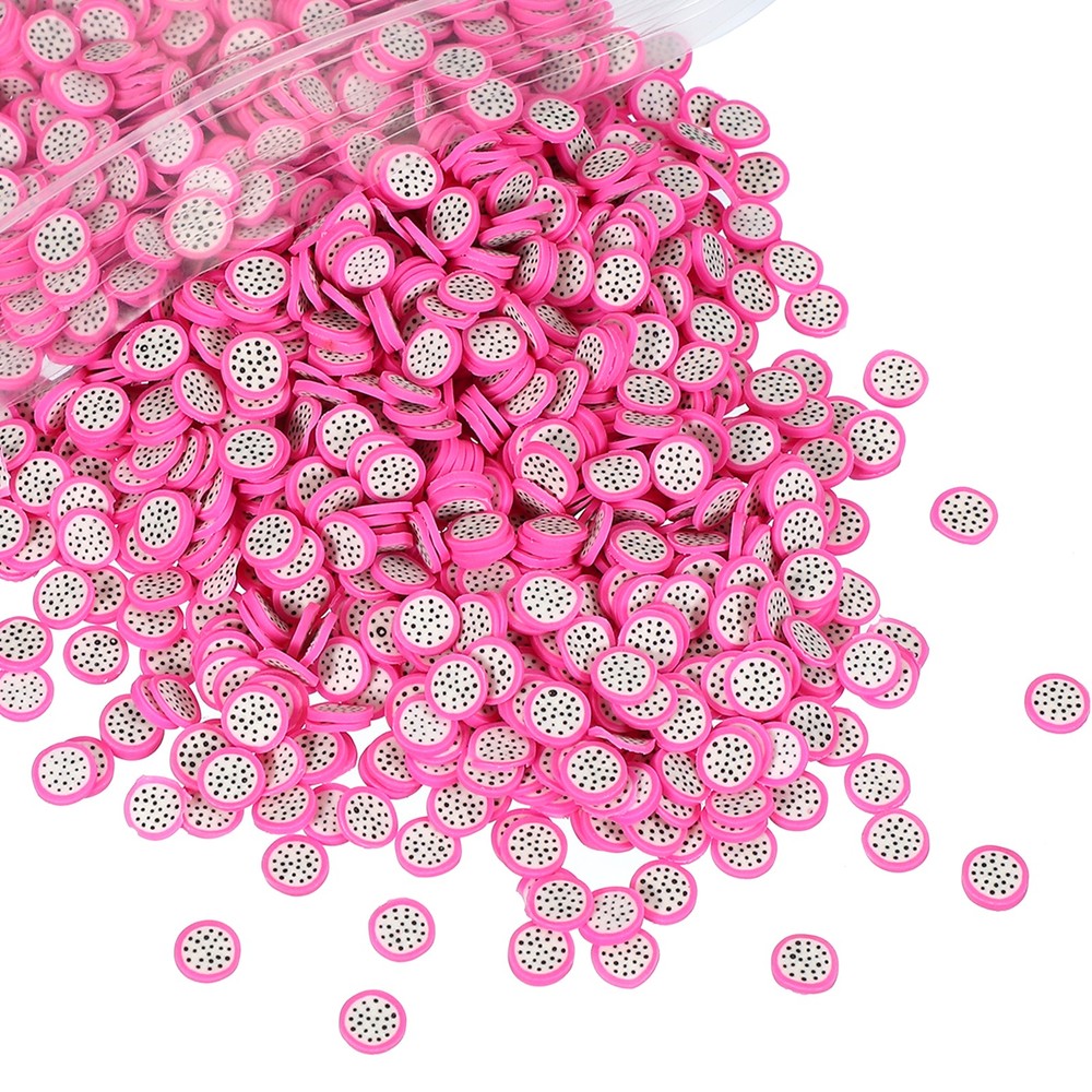 Polymer Clay Slices, 100g Dragon Fruit Slice Fruit Art Slices, Pink White