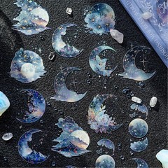 20Pcs Fantasy Holographic Stickers Cats Moon Flowers Sticker Pack Journal Crafts