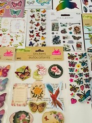 Large Sticker Lot Themed Birds Butterflies feathers Flowers Plants Farmhouse