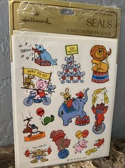 Hallmark Vintage 1982 Stickers Circus Animals lion Elephant pig Monkey Bear