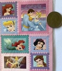 DISNEY PRINCESS STAMP Stickers (26pc)5-1/2″x12″Cinderella•Ariel•Belle •Jasmine•