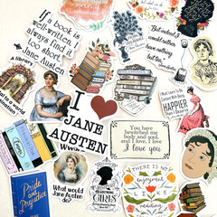 Jane Austen Book Quote Stickers Junk Journal Collage Scrapbooking