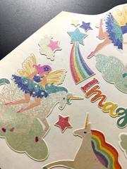 UNICORN PEGASUS FAIRY RAINBOW IMAGINE STARS FANTASY vintage sticker decal 1982