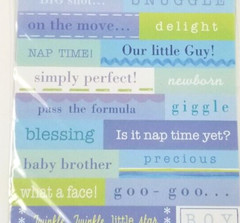 Daisy Hill Newborn Baby Boy Stickers Pastel Blue Words & Phrases Scrapbooking