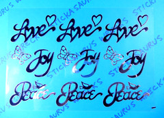Peace Love Joy Silver Words Stickers Sheet