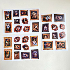 Dog Cat Framed Portrait Stickers 3 Sheets Scrapbook Junk Journal Collage