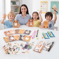 Dog Themed Stationery Set, 258 Pcs, Party Favors, Mini Notebooks, Pens