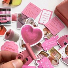 20pcs Pink White Journaling Stickers Scrapbooking Diary DIY Crafts