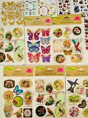 Large Sticker Lot Themed Birds Butterflies feathers Flowers Plants Farmhouse