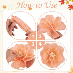 Crepe Paper Flowers, 10 Pcs Orange Pink Paper Flowers 12″ Handcrafted Flowers fo