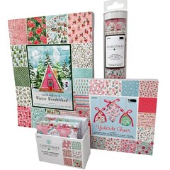 Christmas Paper Crafts Set Pink Holiday Scrapbook Holiday Packs Cards Washi Tape