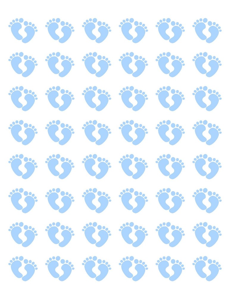 48 BABY BLUE FEET FOOTPRINTS ENVELOPE SEALS LABELS STICKERS 1.2″ ROUND