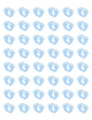 48 BABY BLUE FEET FOOTPRINTS ENVELOPE SEALS LABELS STICKERS 1.2″ ROUND