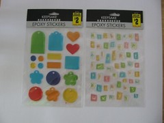 Lot of 2 Keepsake Essentials Epoxy Stickers TAGS & LETTERS NIP