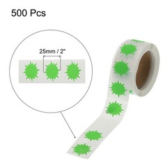 Color Coding Labels Star Burst Sign 1 Roll Fluorescent Green 1″,500 Count/Roll
