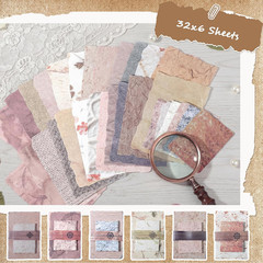 192 Pcs Textured Scrapbook Paper with Lace Stickers, 6 Vintage Scrapbook Supplie