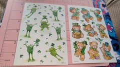 Vintage Stickers American Greetings St Patrick’s Day Teddy Bears Frogs 2 Sheets