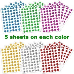 1620 Pack, 6 Colors, Holographic Small Star Stickers for Kids Reward, Behavior C