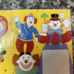 Vintage Clown Stickers 8 Count In Package 80’s 1980’s antique sticker sheet