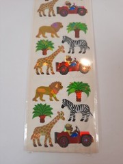 New Vintage SandyLion Sticker Prismatic Jungle Safari Lion Zebra Giraffe Monkey