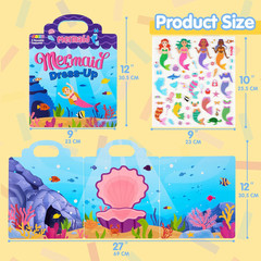 Mermaid Dress Up Reusable 3D Sticker Book for Toddlers Kids 3 4 5 Travel GiftToy