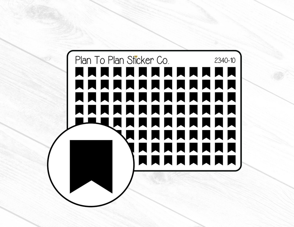 2340-10~~Black Mini Flags Planner Stickers.