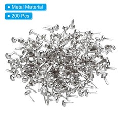 200 PCS Silver Mini Brads for Paper Crafts 4.5 x 8 mm Round Paper Fasteners