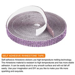 0.35 Inch Self Adhesive Rhinestone Strips 3 Yard for Crafts,Violet