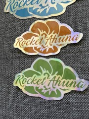 Rocket Ahuna Holographic Hibiscus Flower Stickers/Decals Set, Multicolor Flowers