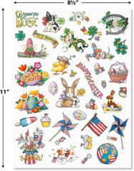 Mary Engelbreit Year-Round Holidays Sticker Variety Pack – 6 Sheets, 202 Assorte
