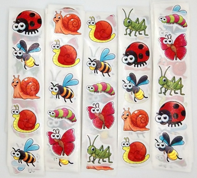 30 Sparkly Cartoon Bug Insect Stickers/Scrapbooking/Crafts/Journals/Diary/1 inch