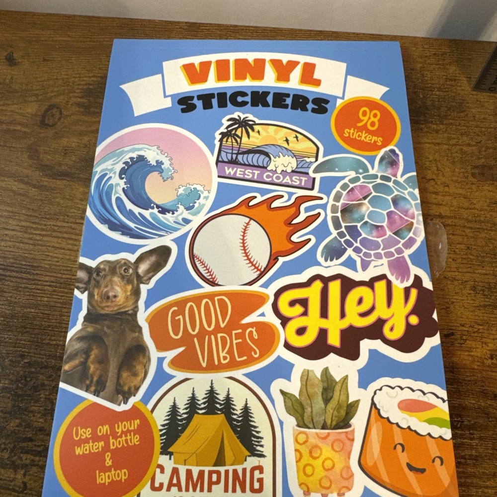 Pen+Gear Vinyl Sticker Book, 14 Sheets with 98 Stickers