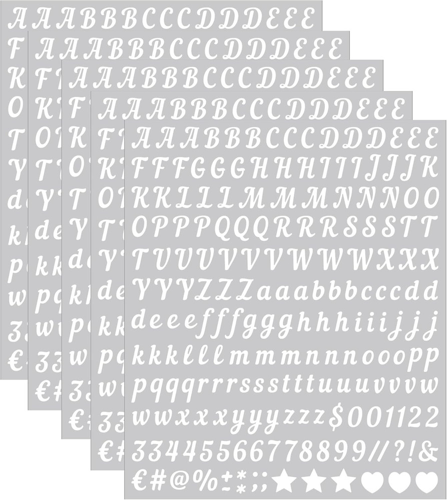 0.5 inch Small Letter Sticker, White Vinyl Self Adhesive Alphabet Number Sticker