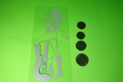 80s Rocker Chick Guitar Vinyl Sticker – Retro Pin-Up Rock Decal