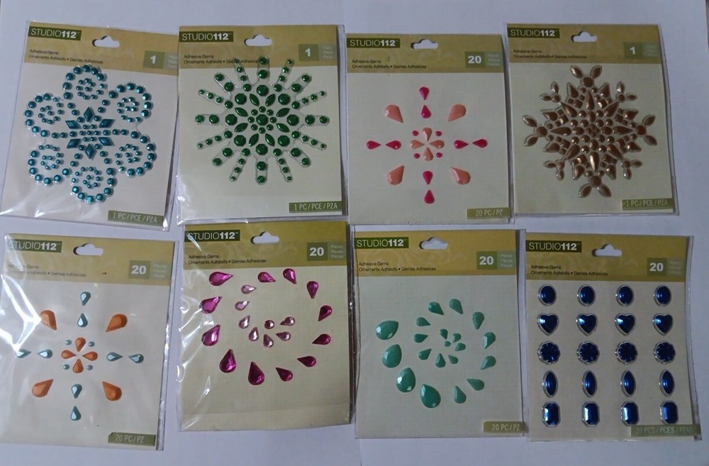 Studio112 Assorted Adhesive Gems Lot 8 Packs