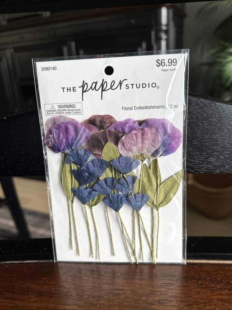 The Paper Studio Floral Embellishments 12 pieces Purple/Blue #2090140