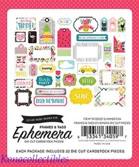 Echo Park Summer Fun Ephemera Tags & Frames New! Sunshine, Beach