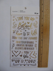 Recollections Stickers WEDDING WORDS & PHRASES Gold Flip Pack 93 Pieces NOS