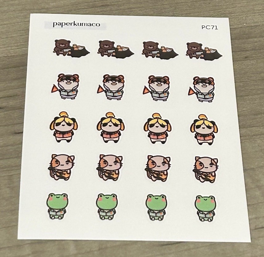 NEW Paper Kuma Co Critters Sticker Sheet PaperKumaCo Stickers A