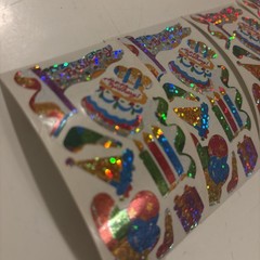 Vtg 1980s stickers Hambly Studios Mylar Foil Shiny Birthday Stickers Set 4(a21