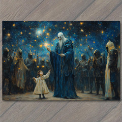 STICKER Enigmatic Lords Blue Gowns Star Crown Space Temple Sky Portal