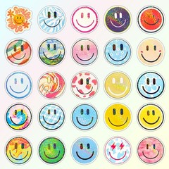50PCS Smiling Glitter Stickers, Cute Water Bottle Stickers for Kids, for Teac
