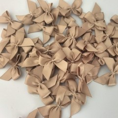 50pcs 1.2-Inch Mini Bows for Crafts Satin Ribbon Bows in Khaki Color Gift Appliq