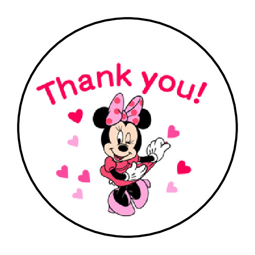 30 THANK YOU MINNIE MOUSE STICKERS ENVELOPE SEALS LABELS 1.5″ ROUND CUSTOM MADE