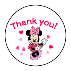 30 THANK YOU MINNIE MOUSE STICKERS ENVELOPE SEALS LABELS 1.5″ ROUND CUSTOM MADE