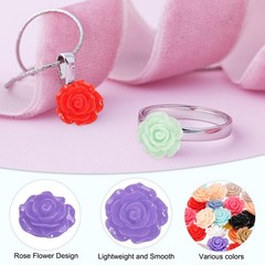 20mm Rose Flower Resin Cabochon, 50 Pcs Mini Rose Flower Resin, Violet